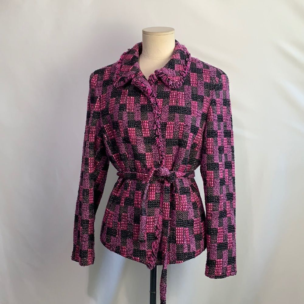 Emanuel Ungaro purple tweed with belt jacket